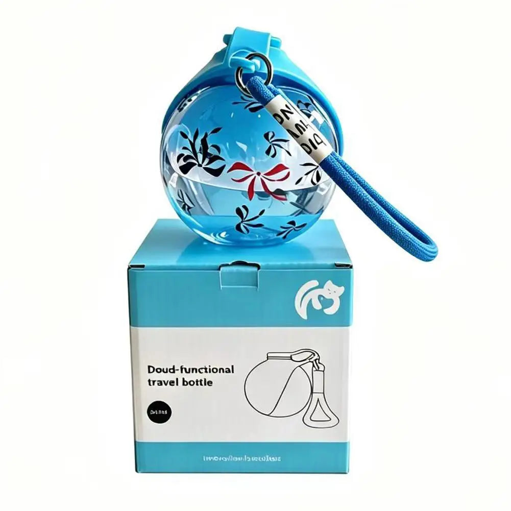 2 In 1 Portable Dog Water Bottle With Lanyard And Foldable Silicone Bowl