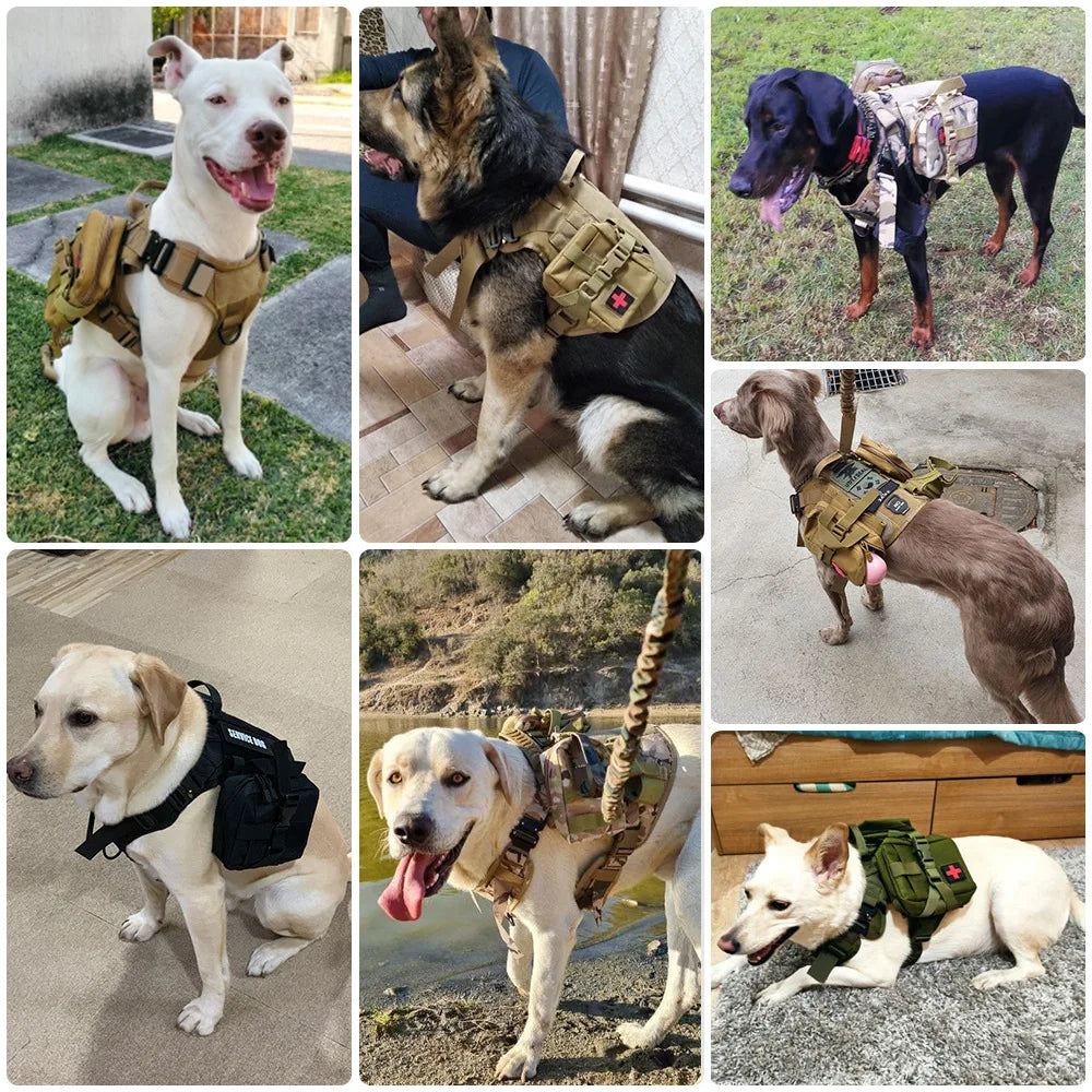Dog Military Bags Set Molle Pouches Belt Attaching on Harness Sticker Military Dog Training Bags For Large Dogs Accessories