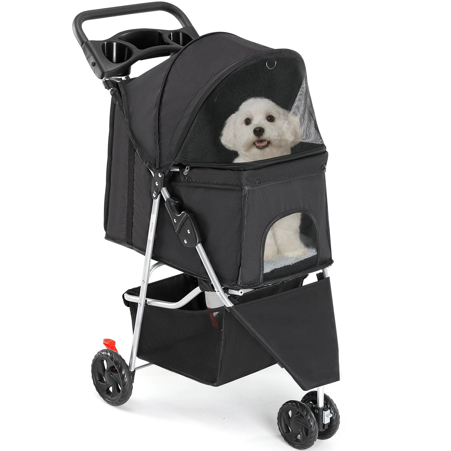 Dumos 3 Wheel Foldable Pet Stroller For Small Dogs And Cats