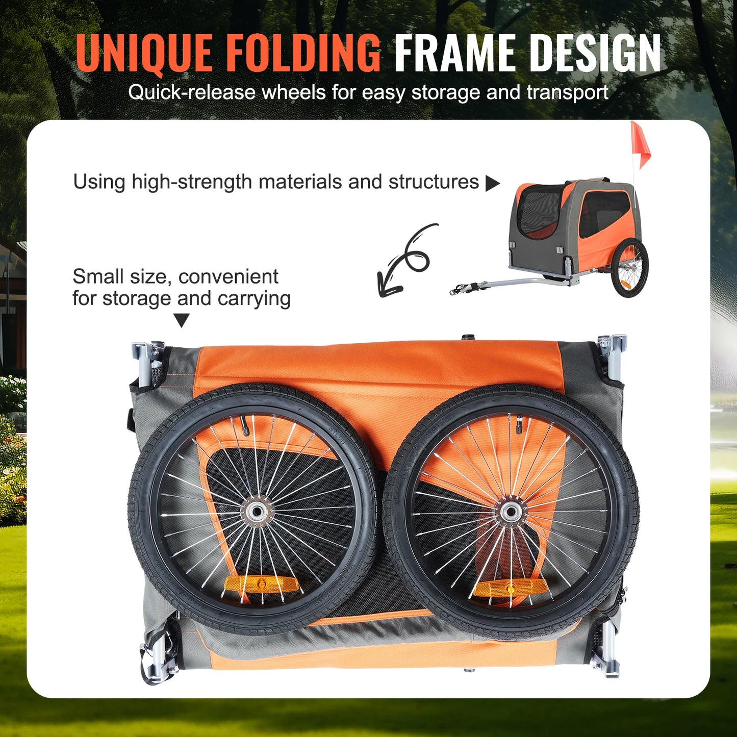 SucceBuy 66lbs Pet Cart Bicycle Carrier Dog Bike Trailer with Folding Frame & Wheels Reflectors Flag for Dogs Accessories