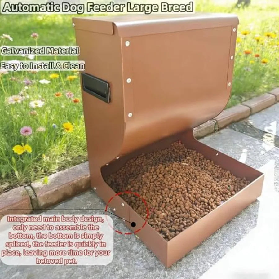 Galvanized Gravity Automatic Dog Feeder For Large Dogs Indoor Outdoor