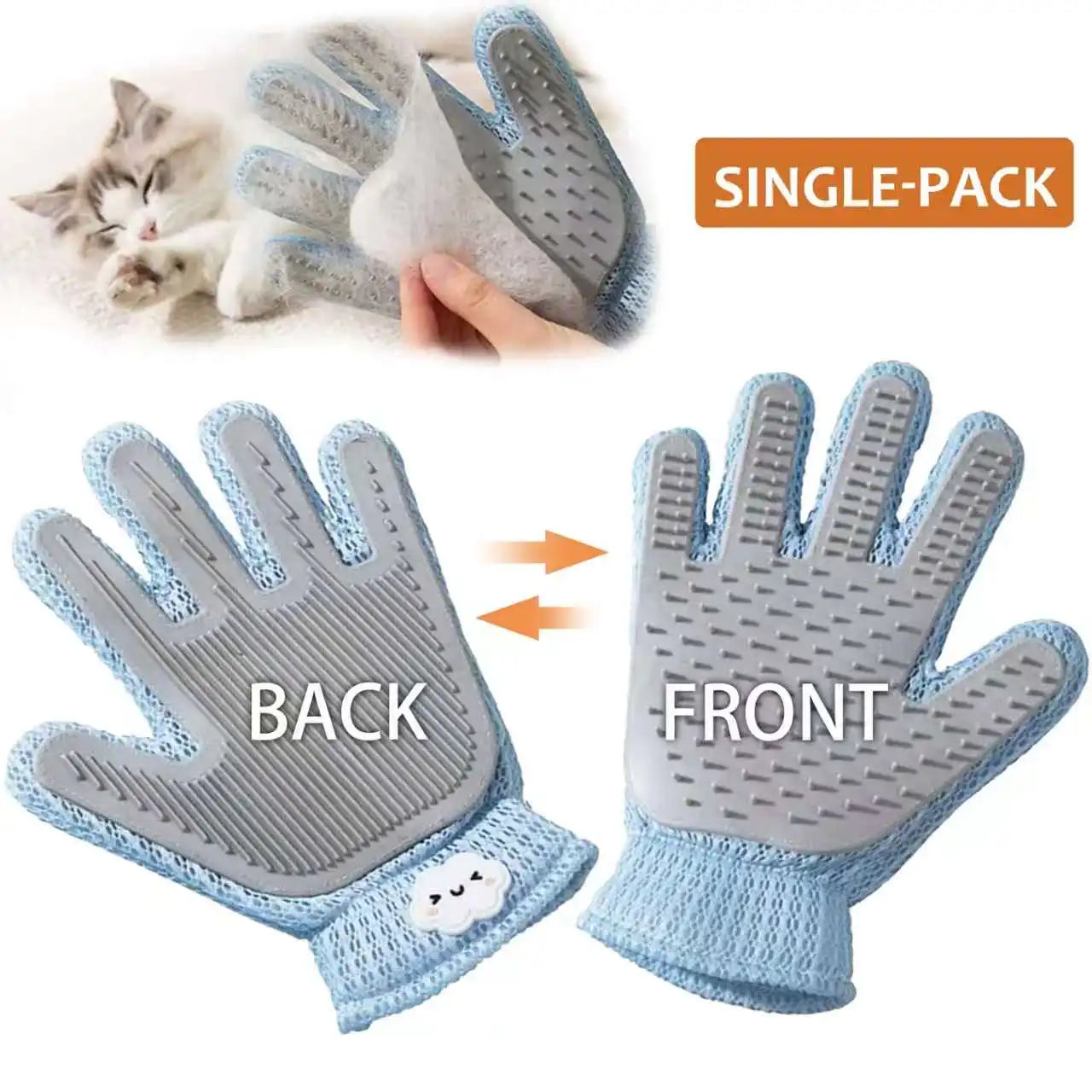 Universal Rubber Pet Grooming Glove Deshedder Removes Dog Cat Fur