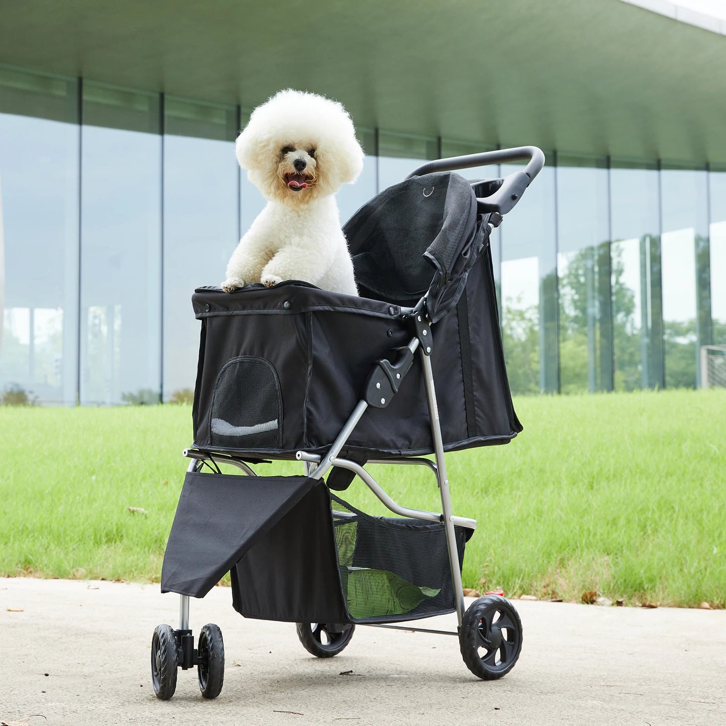 Dumos 3 Wheel Foldable Pet Stroller For Small Dogs And Cats