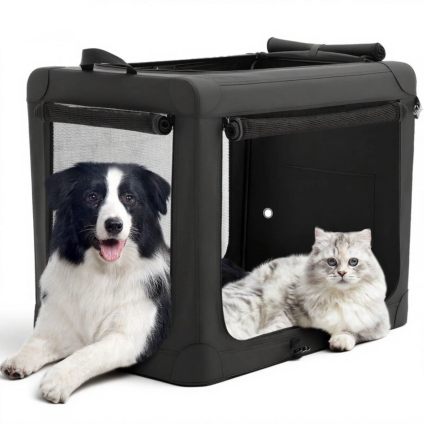JHK Foldable Soft Dog Crate Portable Kennel With 3 Doors