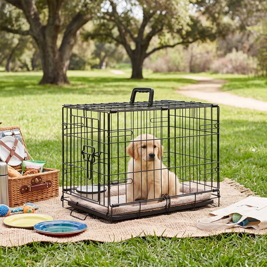JHK Single Door Dog Crate Metal Kennel With Foldable Tray