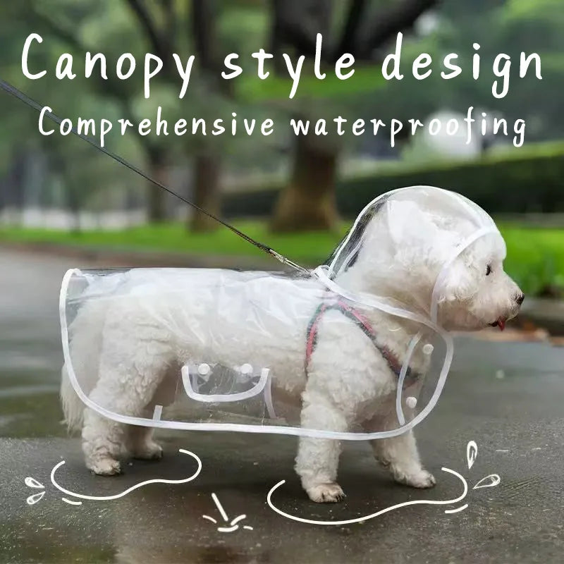 Transparent Waterproof Pet Raincoat With Hat For Dogs