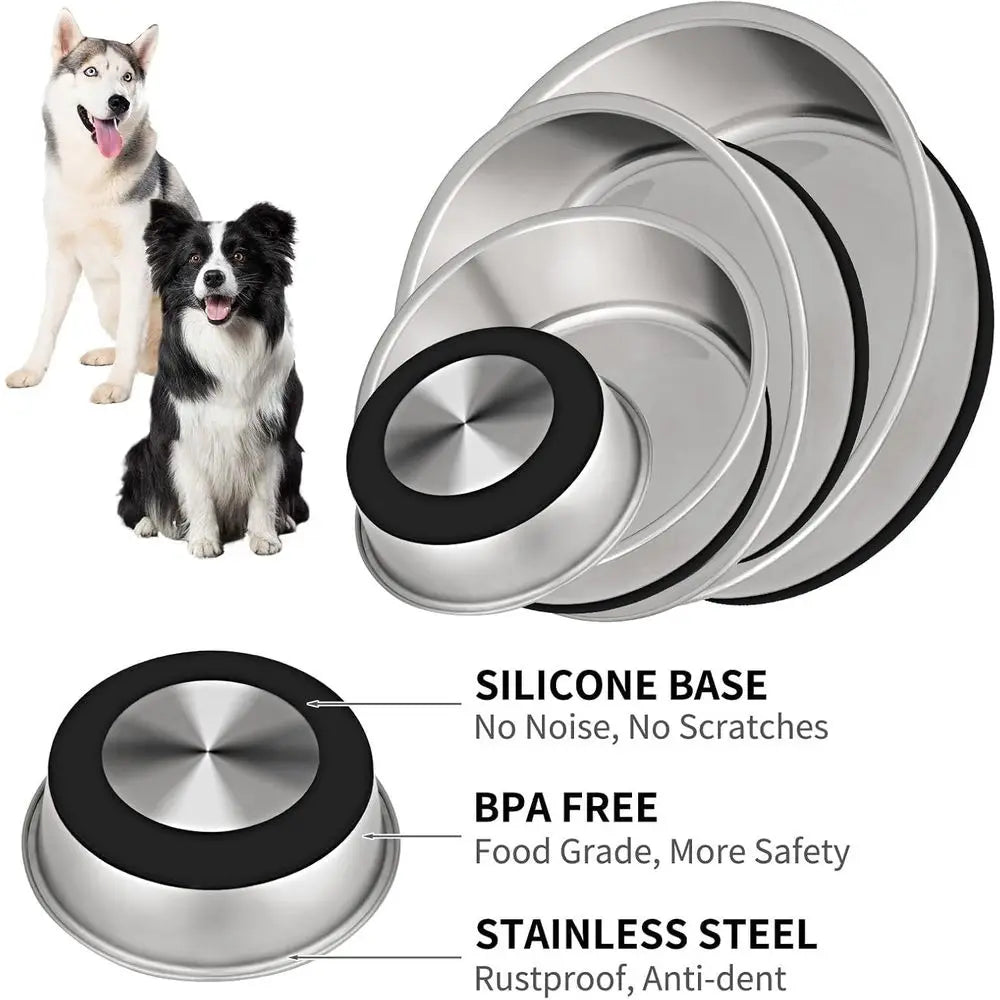 Durable Stainless Steel Dog Bowls Silicone Antislip Base Rust Resistant