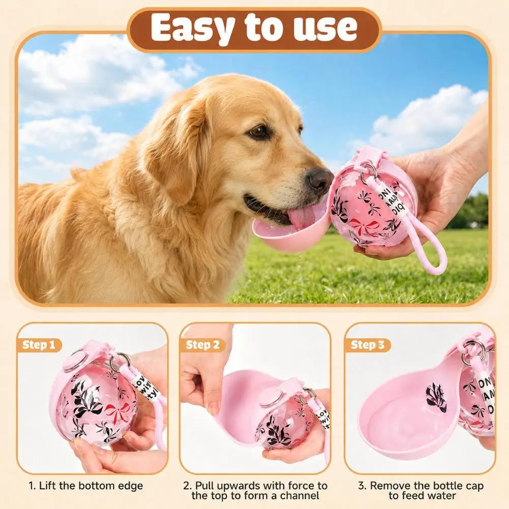 2 In 1 Portable Dog Water Bottle With Lanyard And Foldable Silicone Bowl