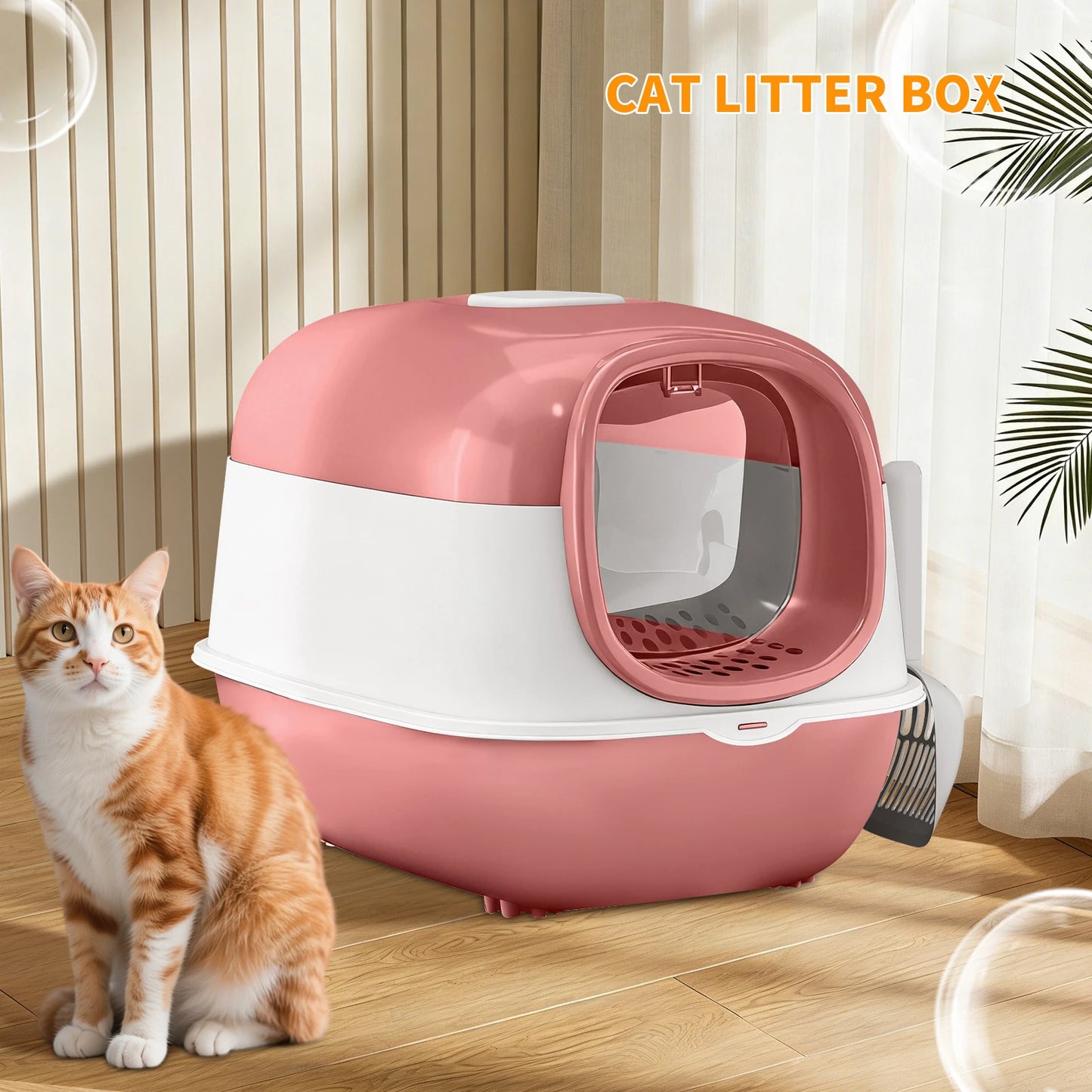 Switchable Open Semi-Enclosed Cat Litter Box for Multi-Cat Homes
