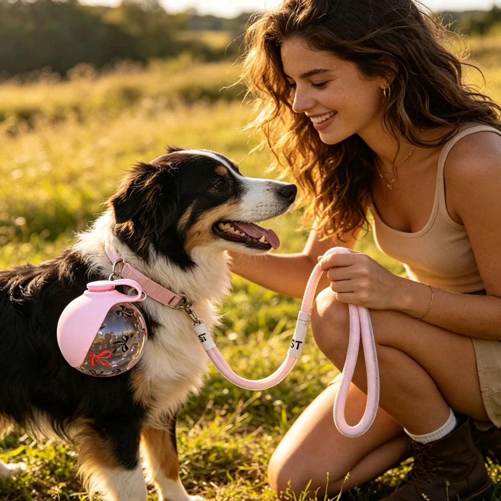 2 In 1 Portable Dog Water Bottle With Lanyard And Foldable Silicone Bowl