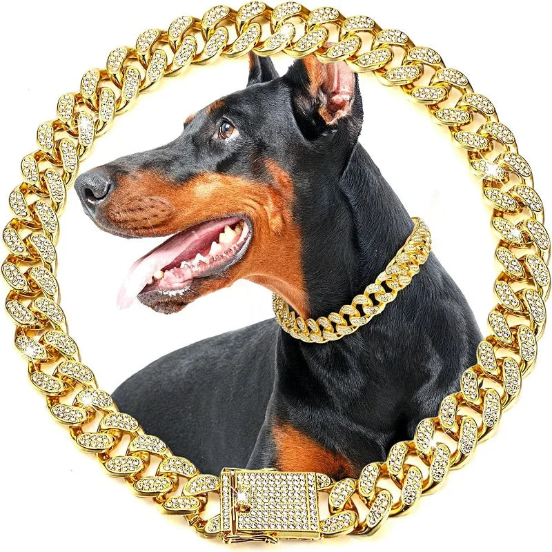 Luxury Dog Chain Collar Stainless Steel Pet Jewelry Necklace