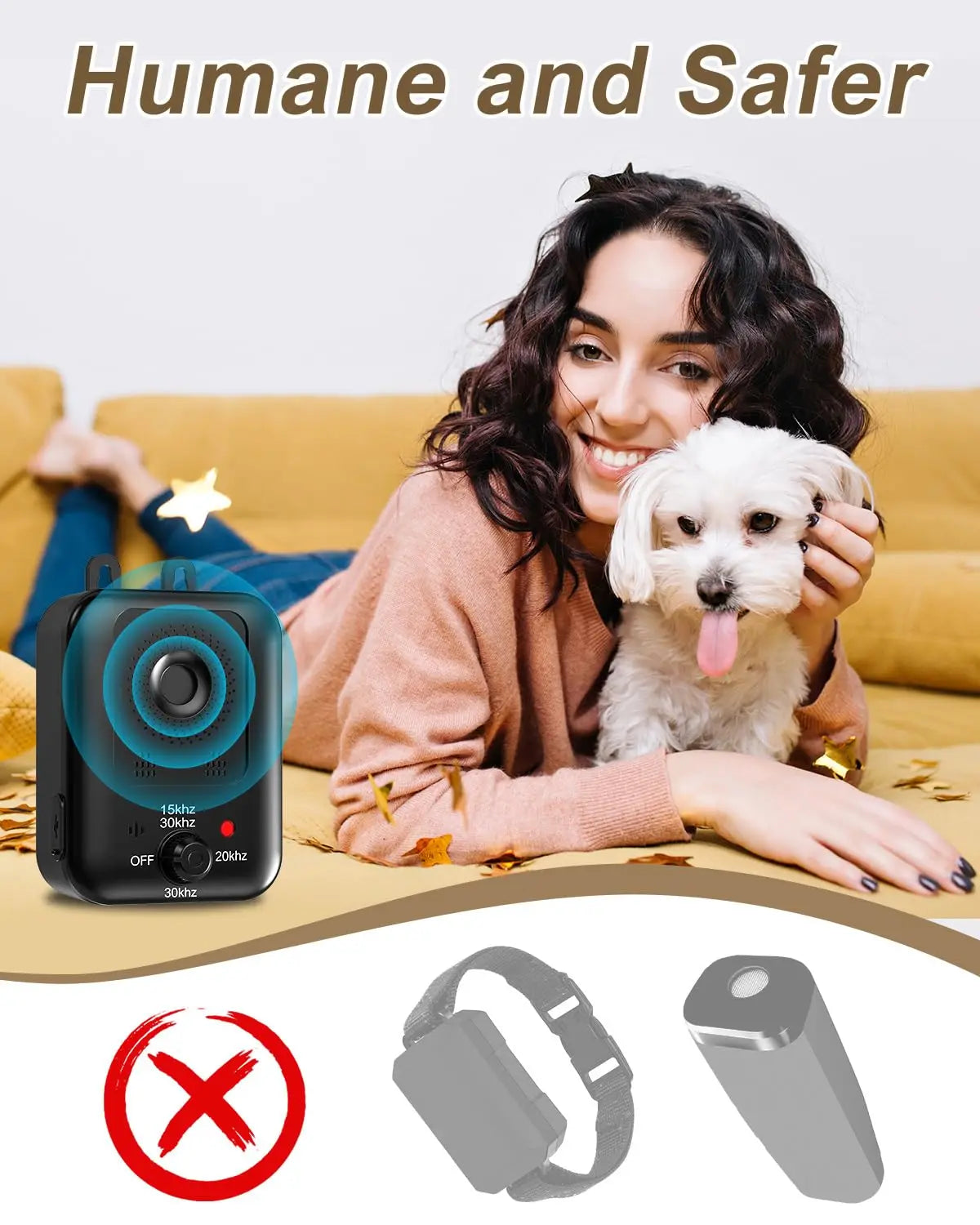 Automatic Ultrasonic Dog Bark Control Device Rechargeable Indoor Outdoor