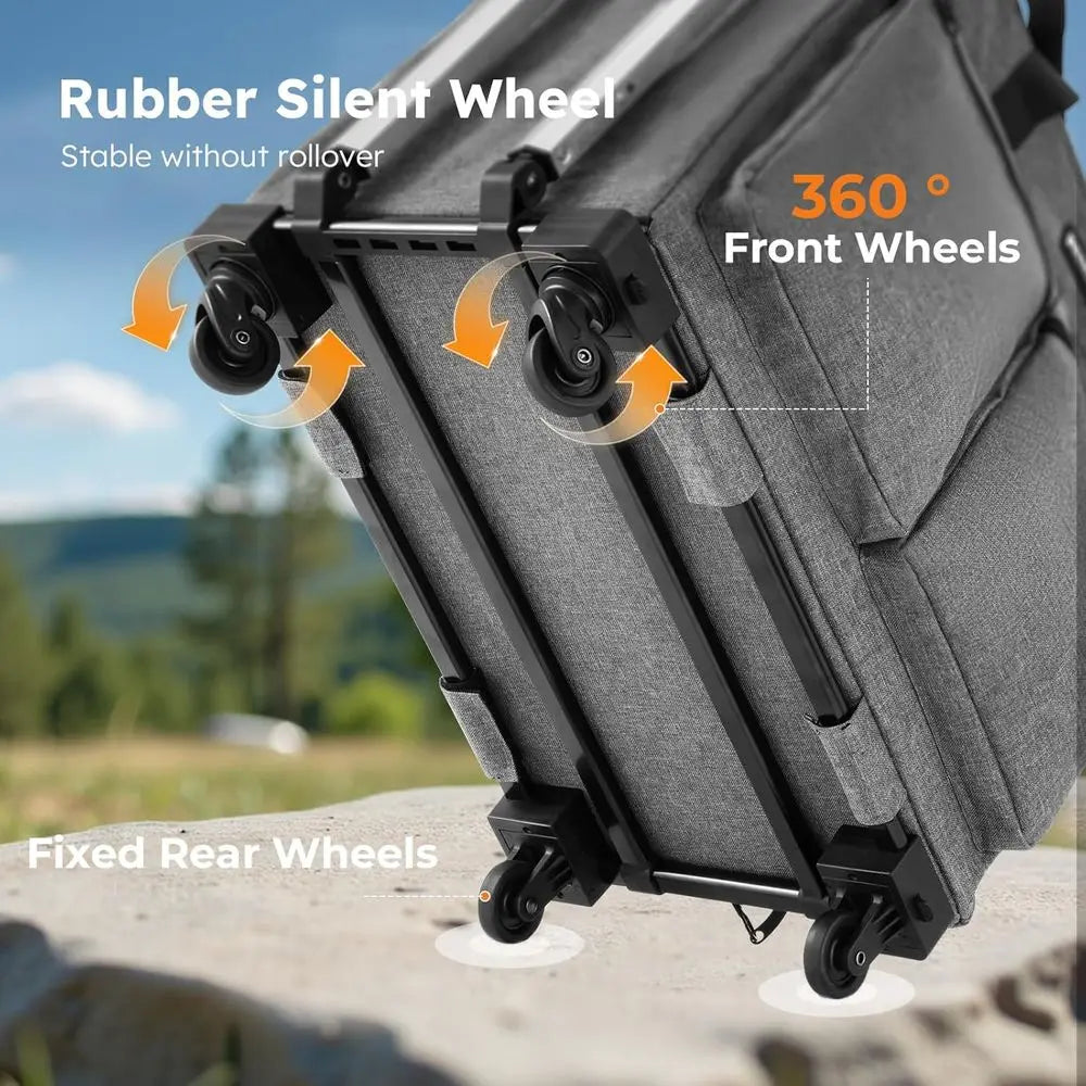 Cat Carrier with Wheels,Steel Wire Frame Cat Carrier, Stable Pet Trolley Bag for Cats, Pet Handbag and Stroller Bag, Portable Ca
