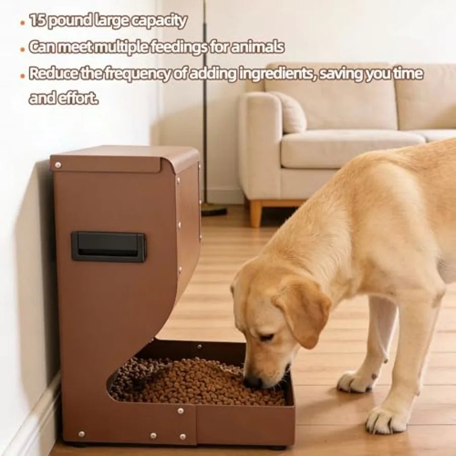 Galvanized Gravity Automatic Dog Feeder For Large Dogs Indoor Outdoor