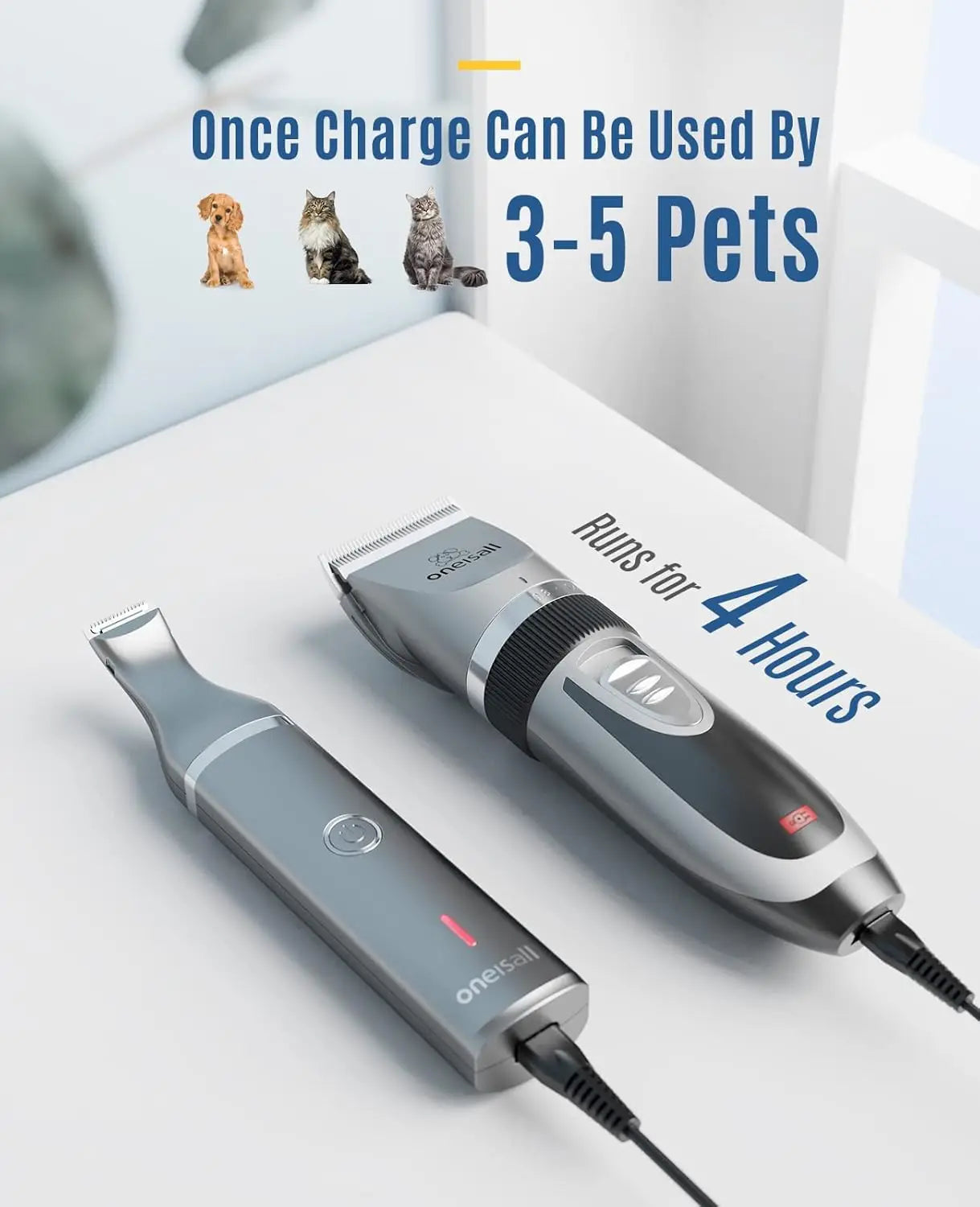 2 In 1 Cordless Pet Grooming Kit Clippers Paw Trimmer