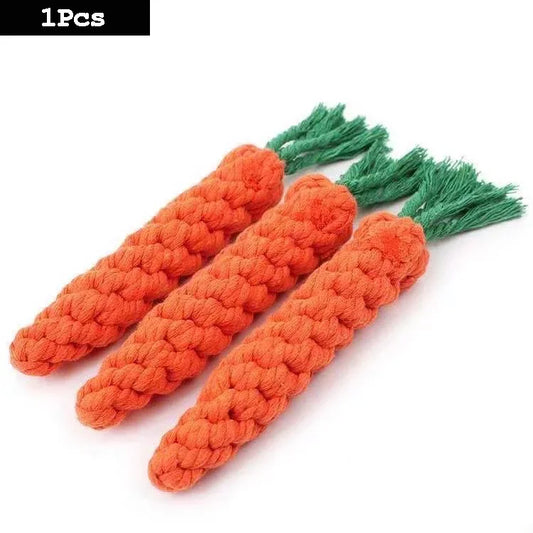 Dog Rope Toy Carrot Knot Ball Chew Toy Durable Braided Teeth Cleaning