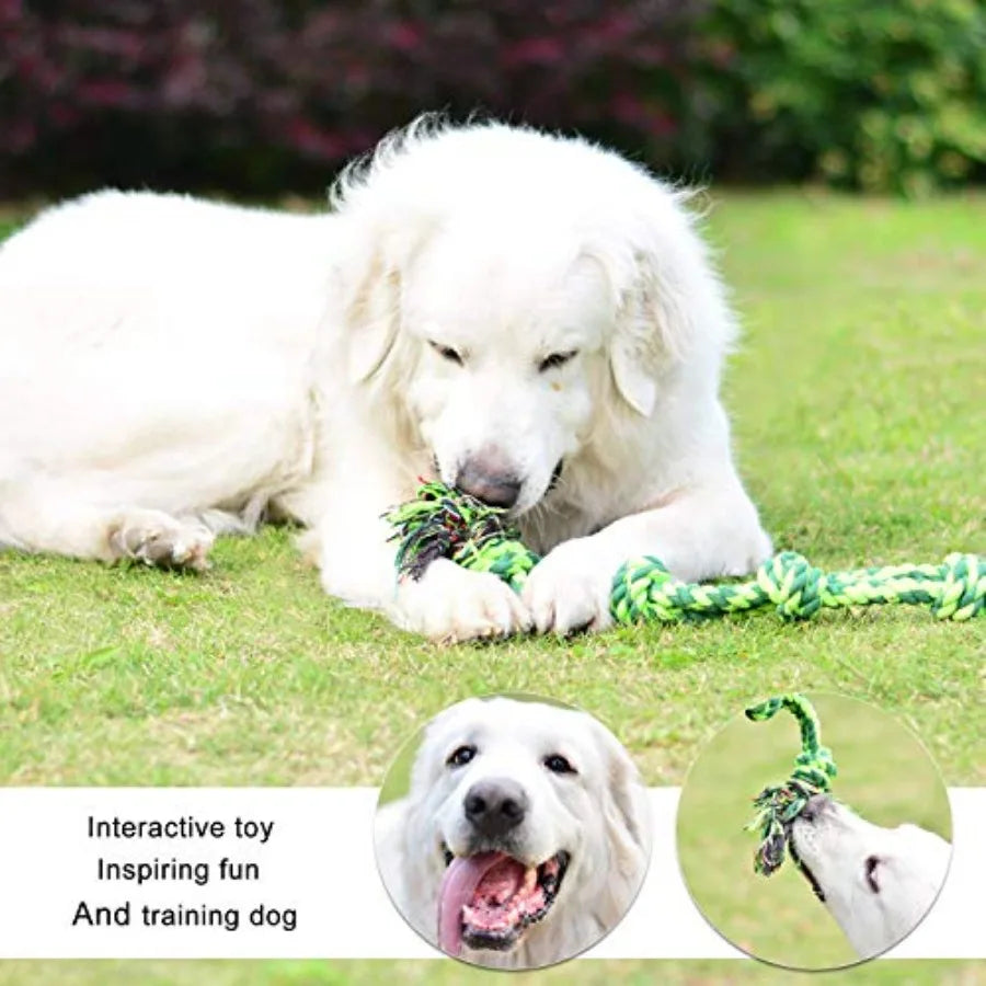 Dog Toys for Large Dogs and Aggressive Chewers, Durable Dog Toy, 5-Knot Rope Tug, Heavy Duty Chew Sturdy Cotton Knot Ropes Toy