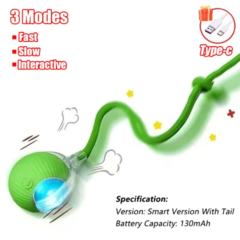 Interactive Self-Play Cat Toys, Automatic Teaser Ball and Rotating Stick, Hands-Free Fun for Kittens