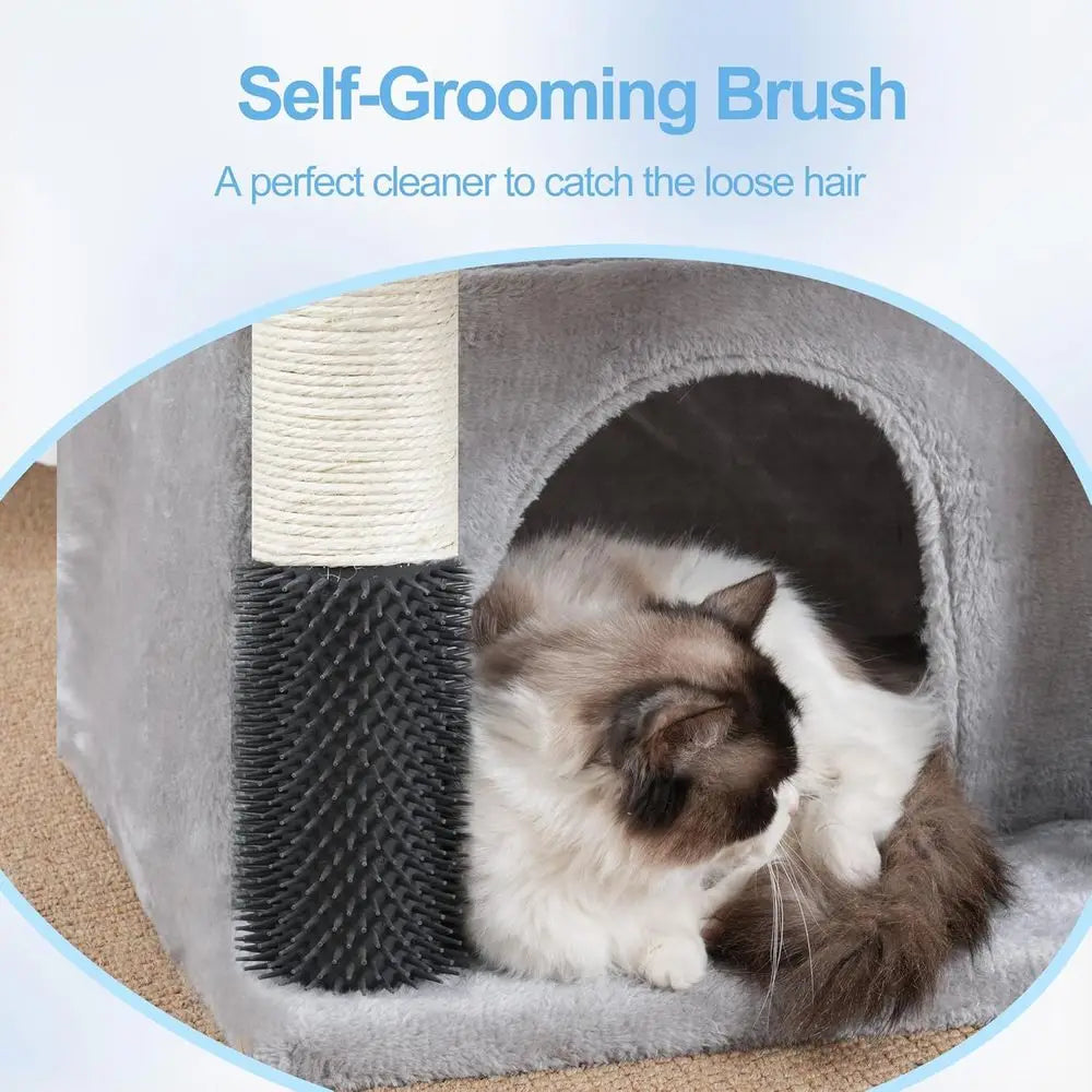 Hey-Cat Tree Tower, Scratching Posts with Extra Large Platorm, Specious Condo, 2 Cozy Hammocks, Sel-Grooming Brush or Indoor Adu