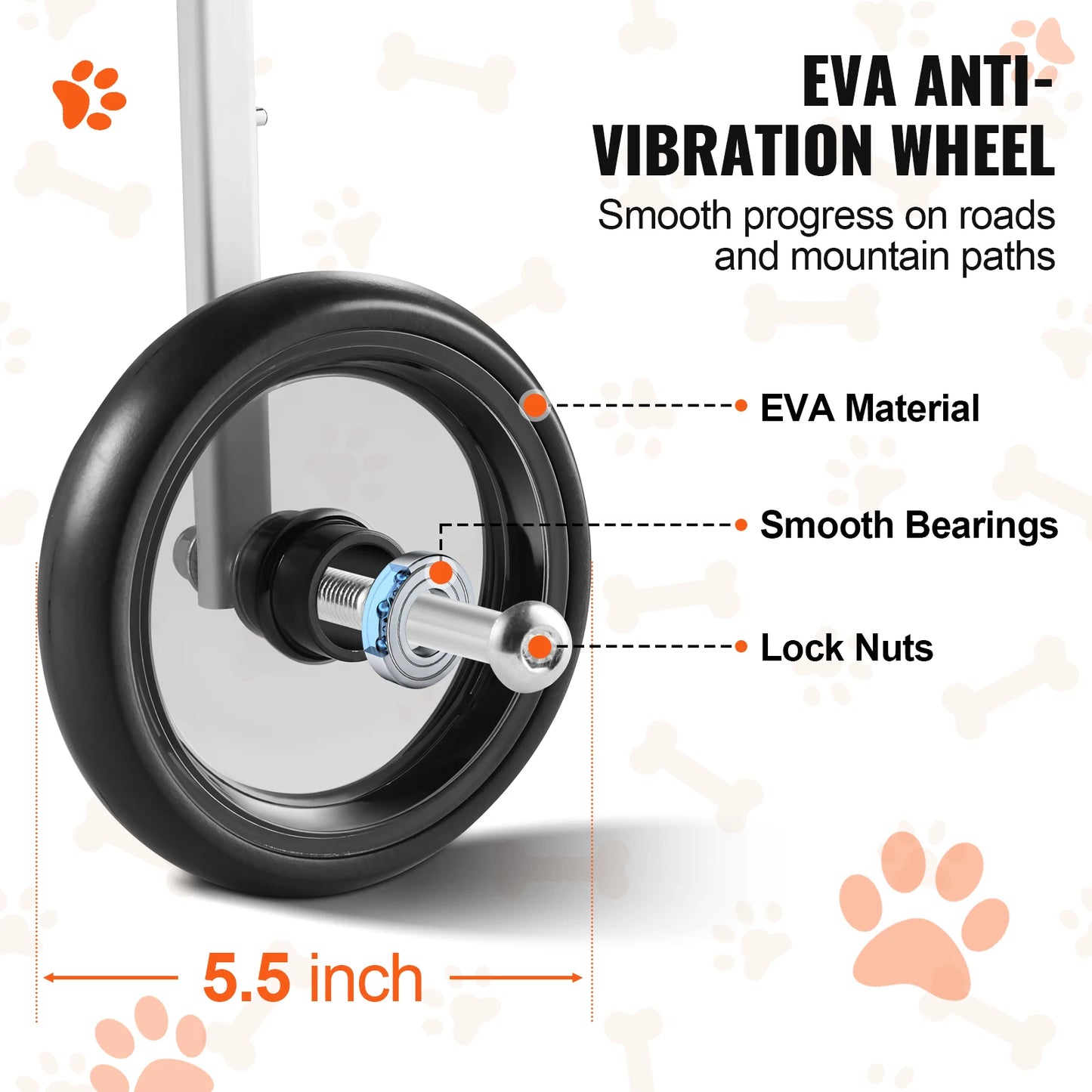 Dog Wheelchair With Two Wheels For Hind Legs And Mobility