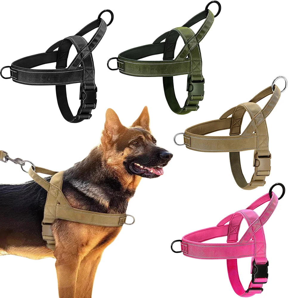 Anti-Pull Dog Harness - 1000D Nylon Adjustable for Large Dogs, Outdoor Training Vest with Handle & Reflective