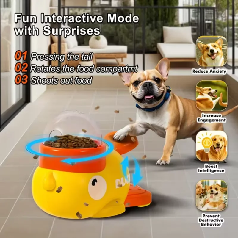 Duck Themed Interactive Puzzle Pet Feeder For Dogs And Cats