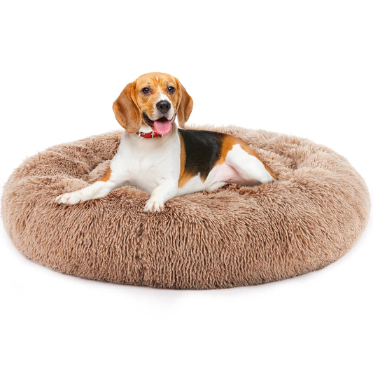 JHK Calming Dog Bed Washable Anti Slip Plush Faux Fur