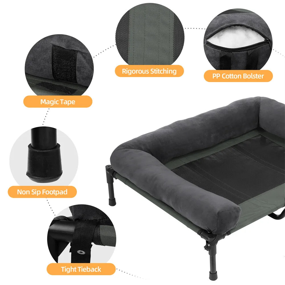 BORWART CN Outdoor Raised Dog Bed With Cooling Breathable Mat