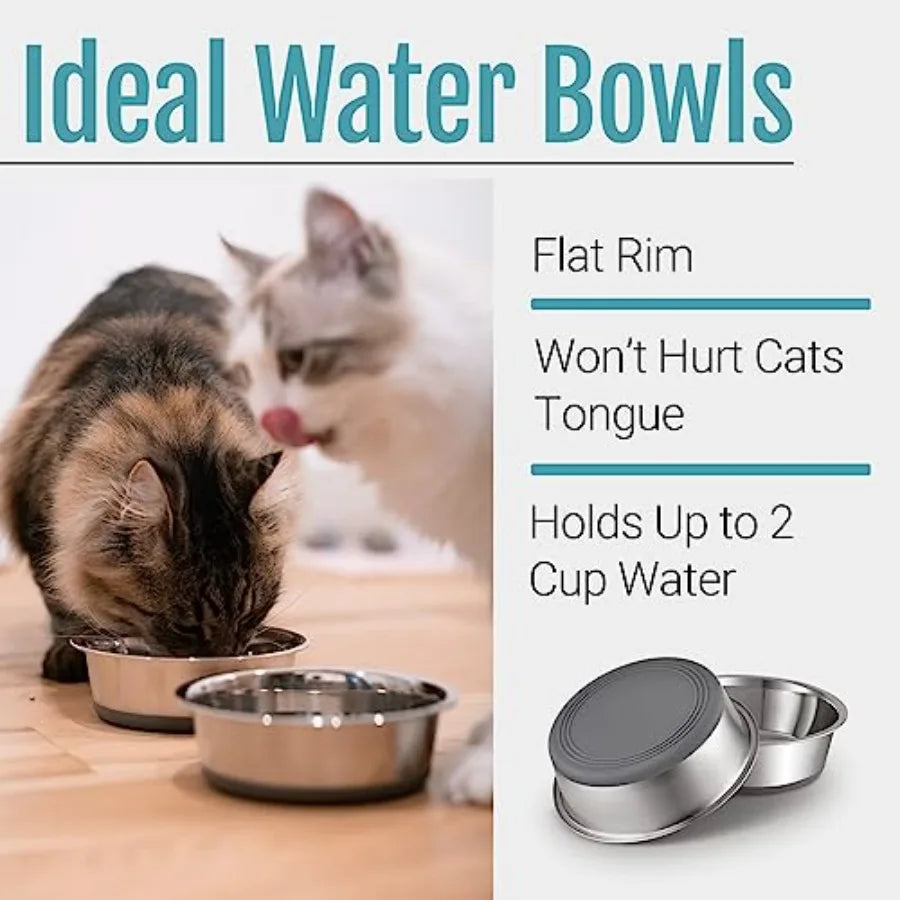 Stainless Steel Dog Cat Bowls Nonslip Silicone Bottoms Dishwasher Safe