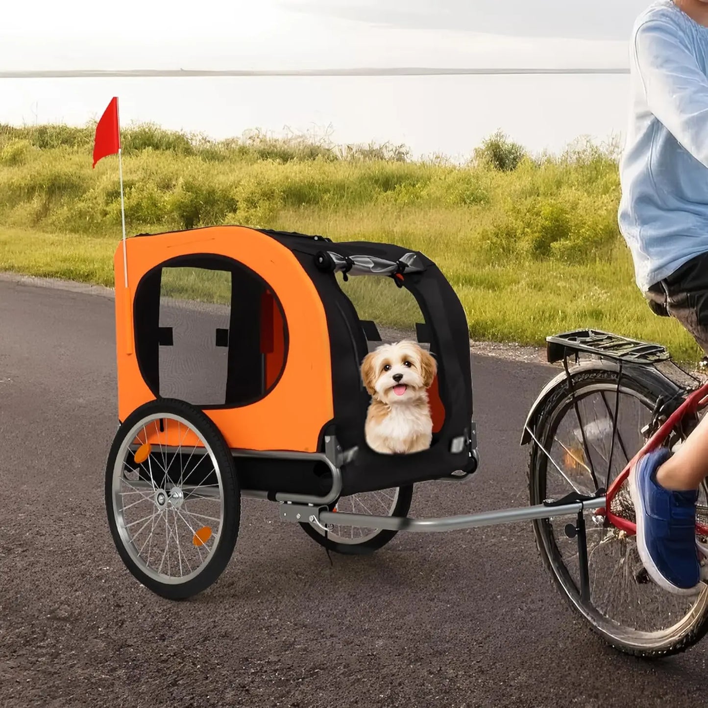 Twister.ck Large Foldable Bike Dog Trailer With Quick Release Wheels