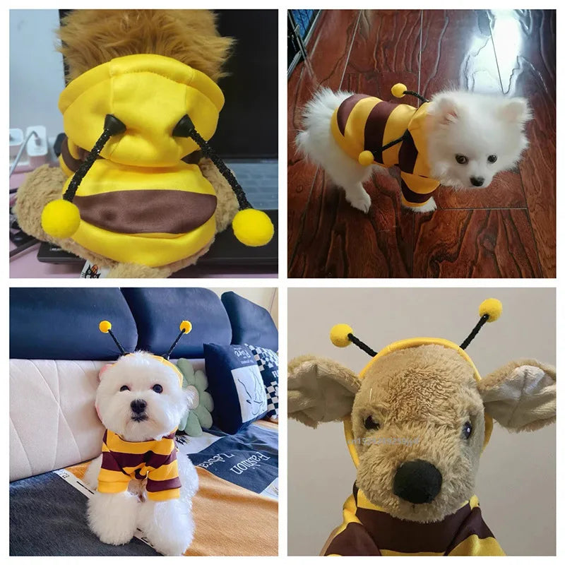Bee Pet Puppy Coat Winter Warm Dog Hoodie Cosplay Costume