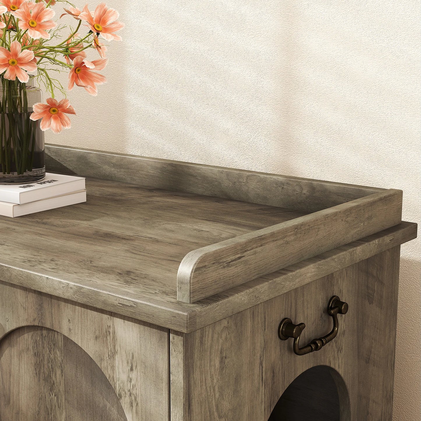 Cat Litter Box Enclosure Furniture Indoor Wooden Cat Washroom with Scratching Pad Cat Washroom Pet House 31.5x22.05x19.69in