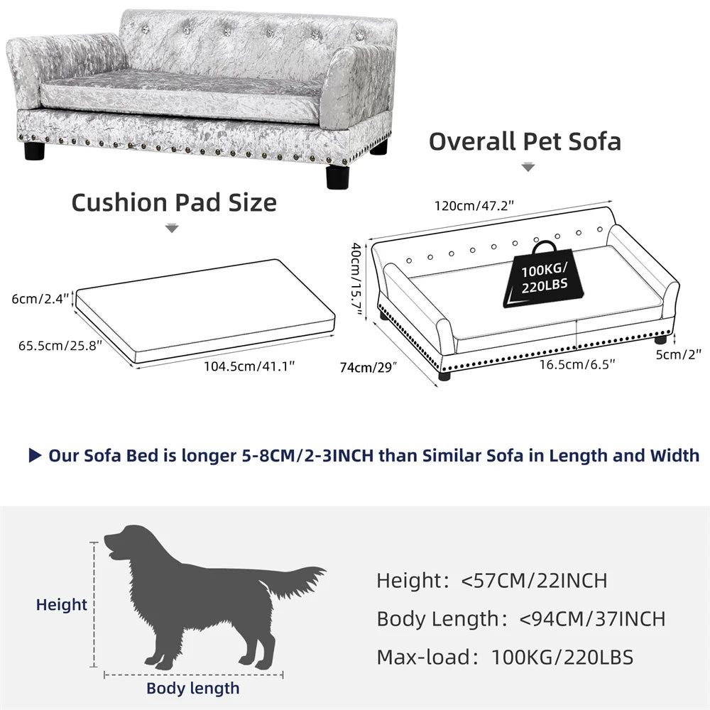 BORWART Heavy Duty Raised Pet Sofa Bed Cushioned Dog Cat Lounge