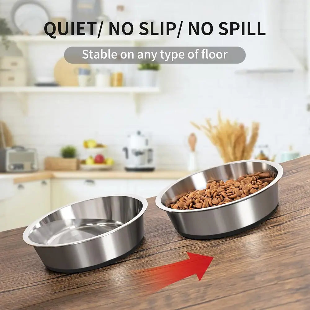 Durable Stainless Steel Dog Bowls Silicone Antislip Base Rust Resistant