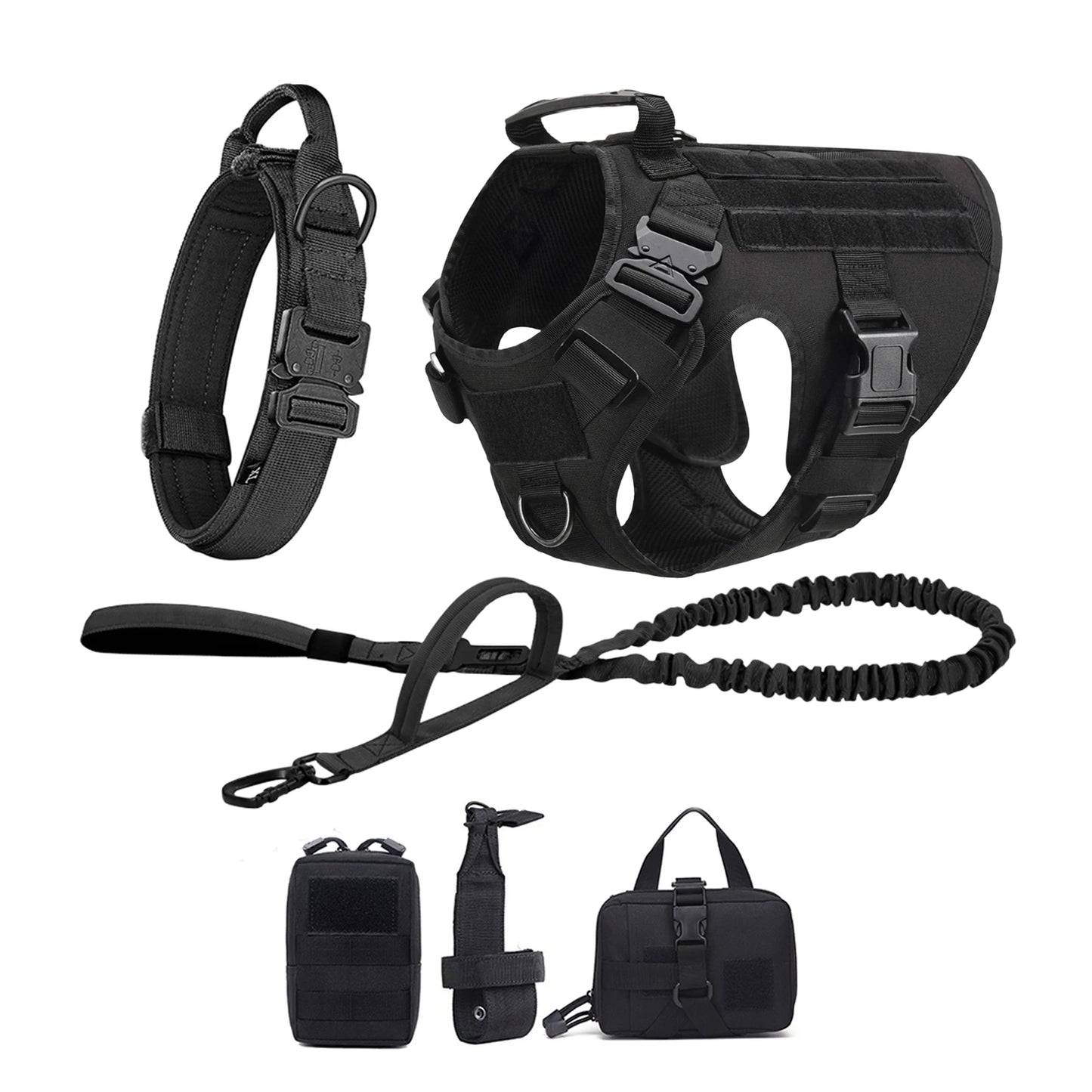 Military Dog Harness Collar Leash Molle Pouches For Medium Large Dogs Pet German Shepherd Training Walking Vest Dog Harnesses