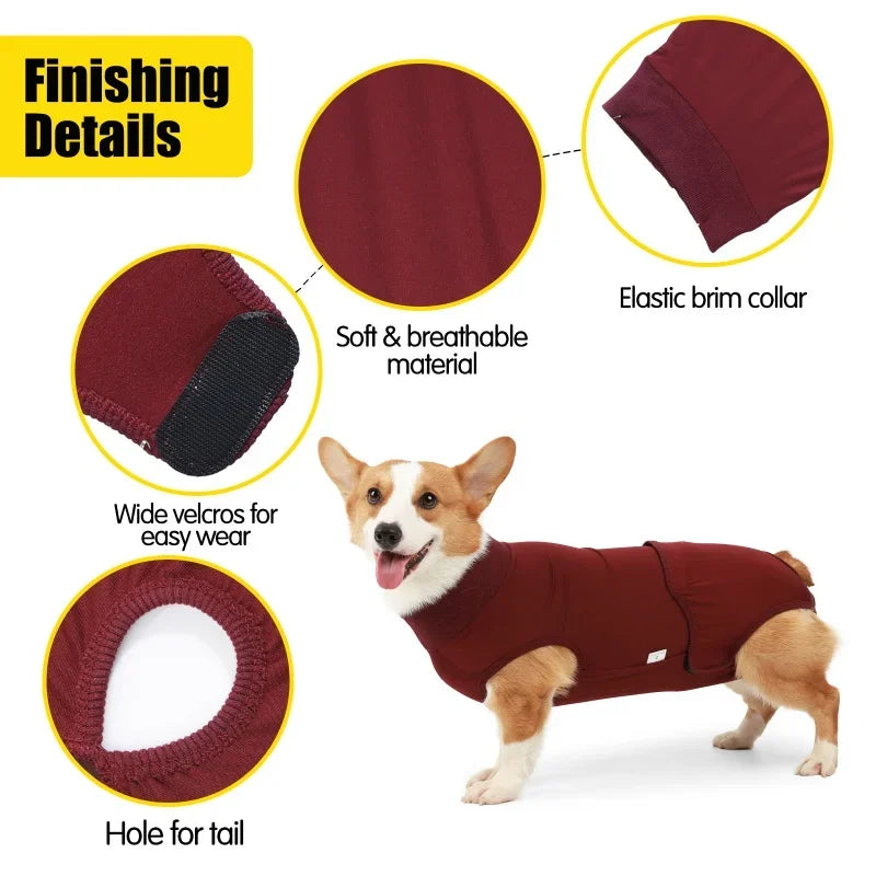 Recovery Suit for Dogs Cats After Surgery Professional Pet Recovery Shirts Dog Abdominal Wounds Bandages Prevent Licking Clothes