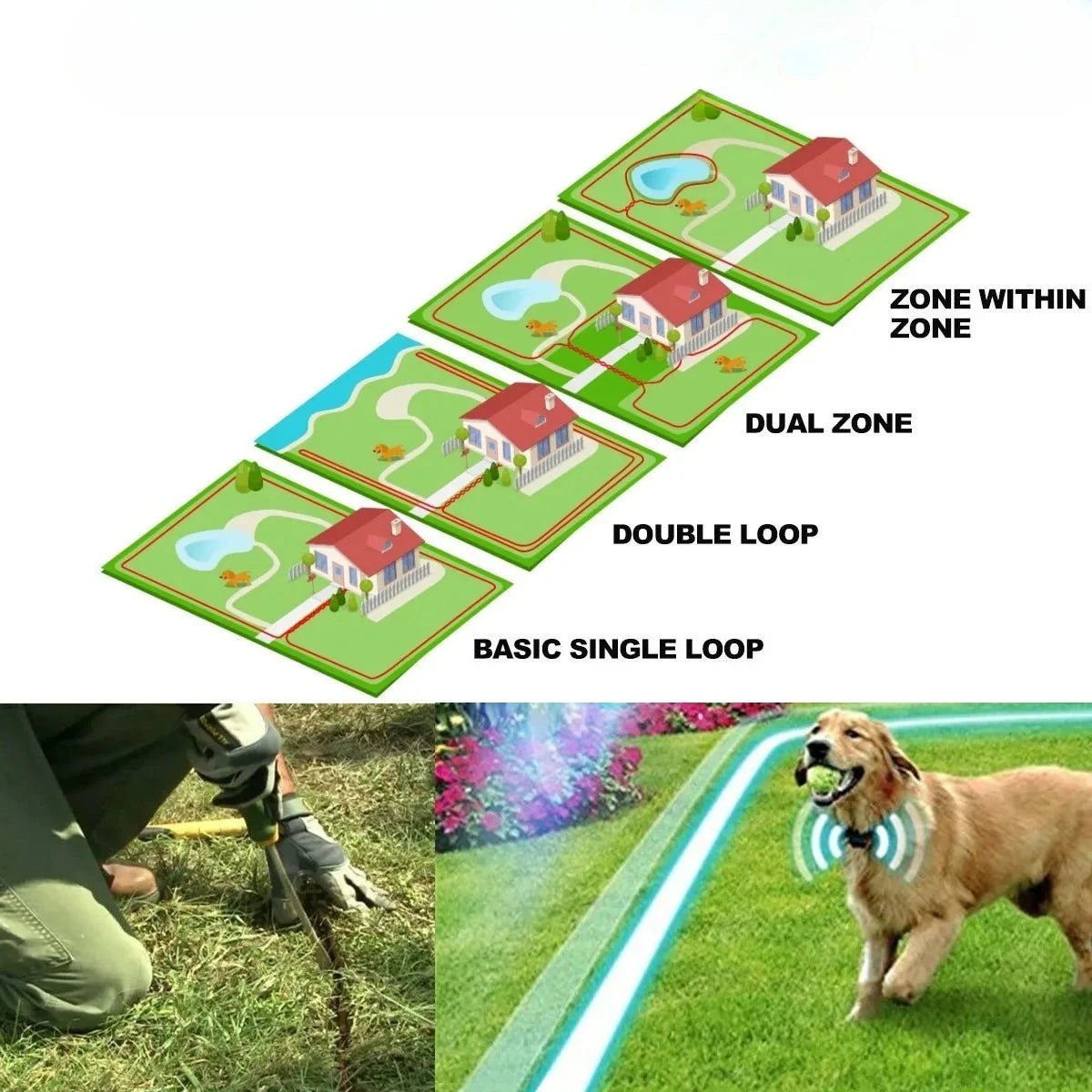 TP16  Dog Electric Fence, Rechargeable Waterproof, 6 Level, Dog Wired Fence Containment, Pet Training Collar, Anti Run Away