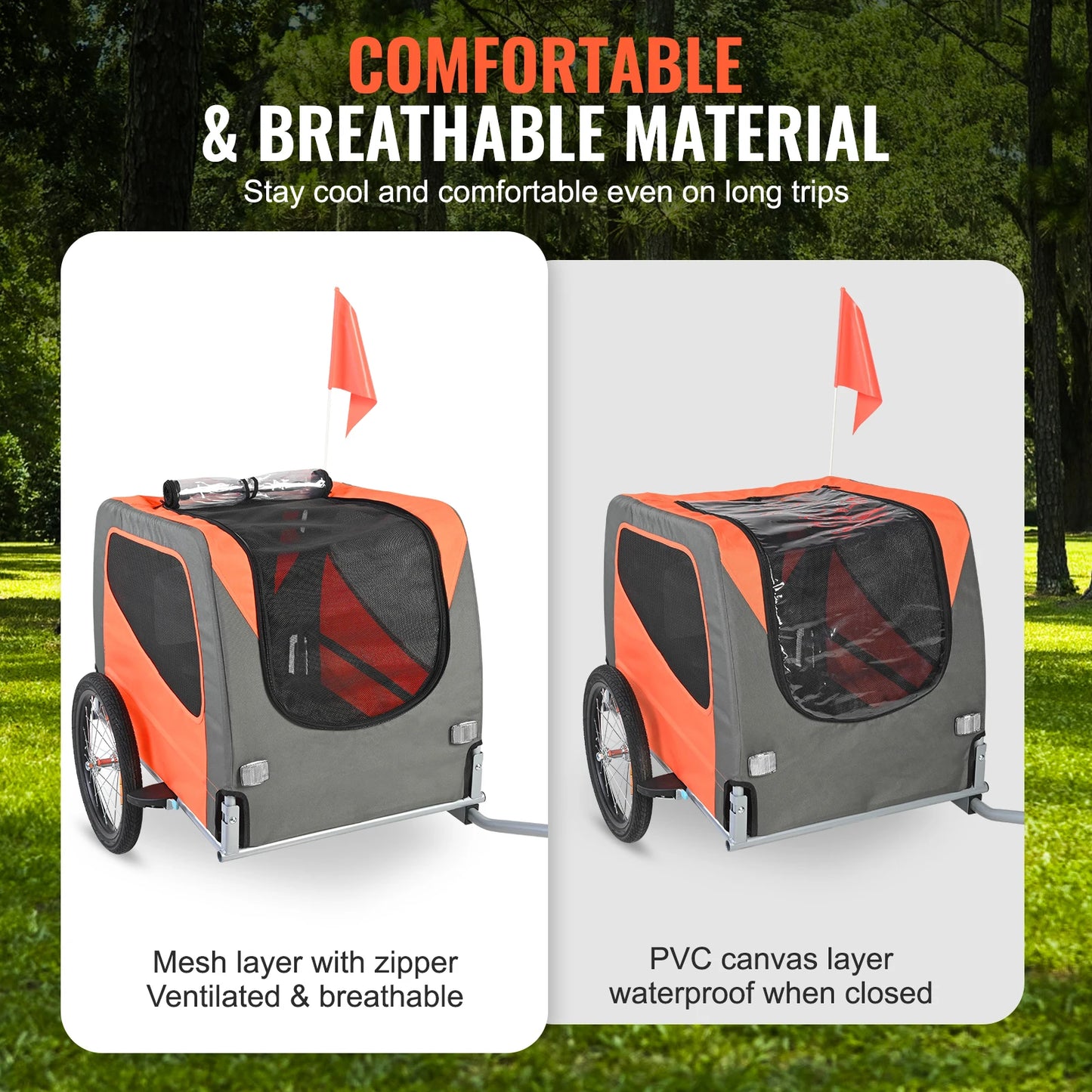 SucceBuy 66lbs Pet Cart Bicycle Carrier Dog Bike Trailer with Folding Frame & Wheels Reflectors Flag for Dogs Accessories