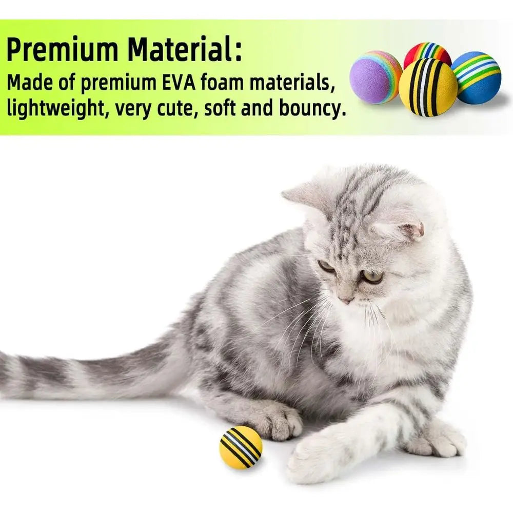 12 Pack Cat Soccer Balls - Soft, Quiet, Interactive Toys for Kitten, Dog, Puppy - Indoor Activity Play, Chase, Training, Chewing
