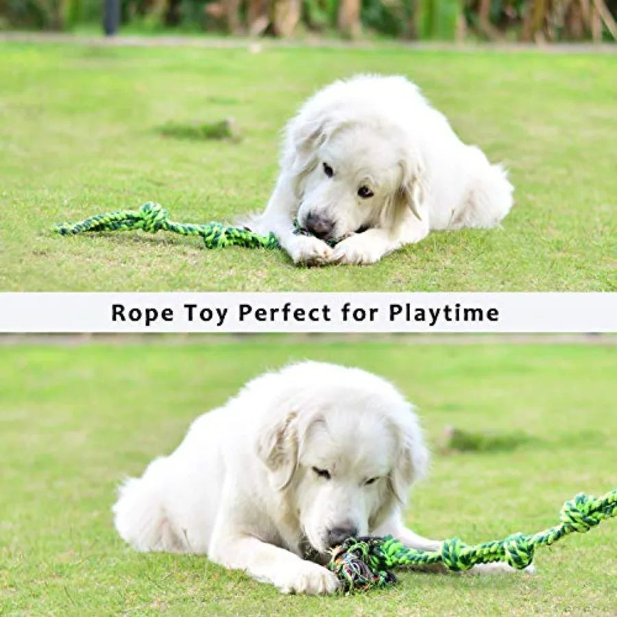 Dog Toys for Large Dogs and Aggressive Chewers, Durable Dog Toy, 5-Knot Rope Tug, Heavy Duty Chew Sturdy Cotton Knot Ropes Toy