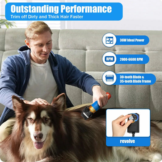 36W Portable Pet Clipper Low Noise With Insulated Handle Easy To Clean For Sheep,Goats,Large Dogs,Angora Rabbits & Cats