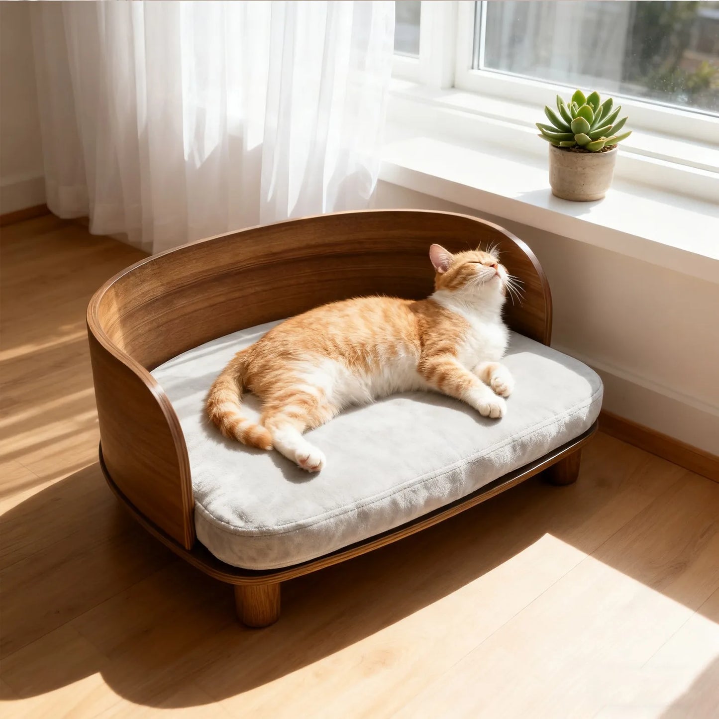 Borwart Elevated Wood Pet Sofa Bed for Dogs Cushion