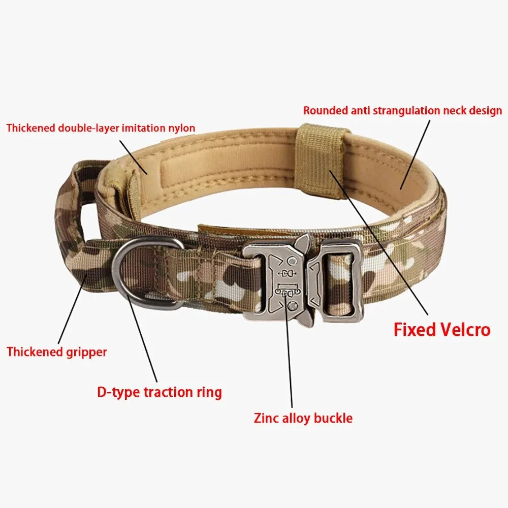 Outdoor Dog Collar With Metal Buckle Breathable Nylon
