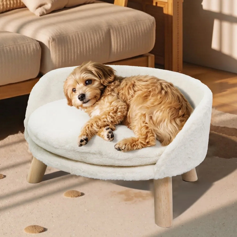 BORWART Soft Elevated Dog Cat Sofa Bed With Removable Cushion