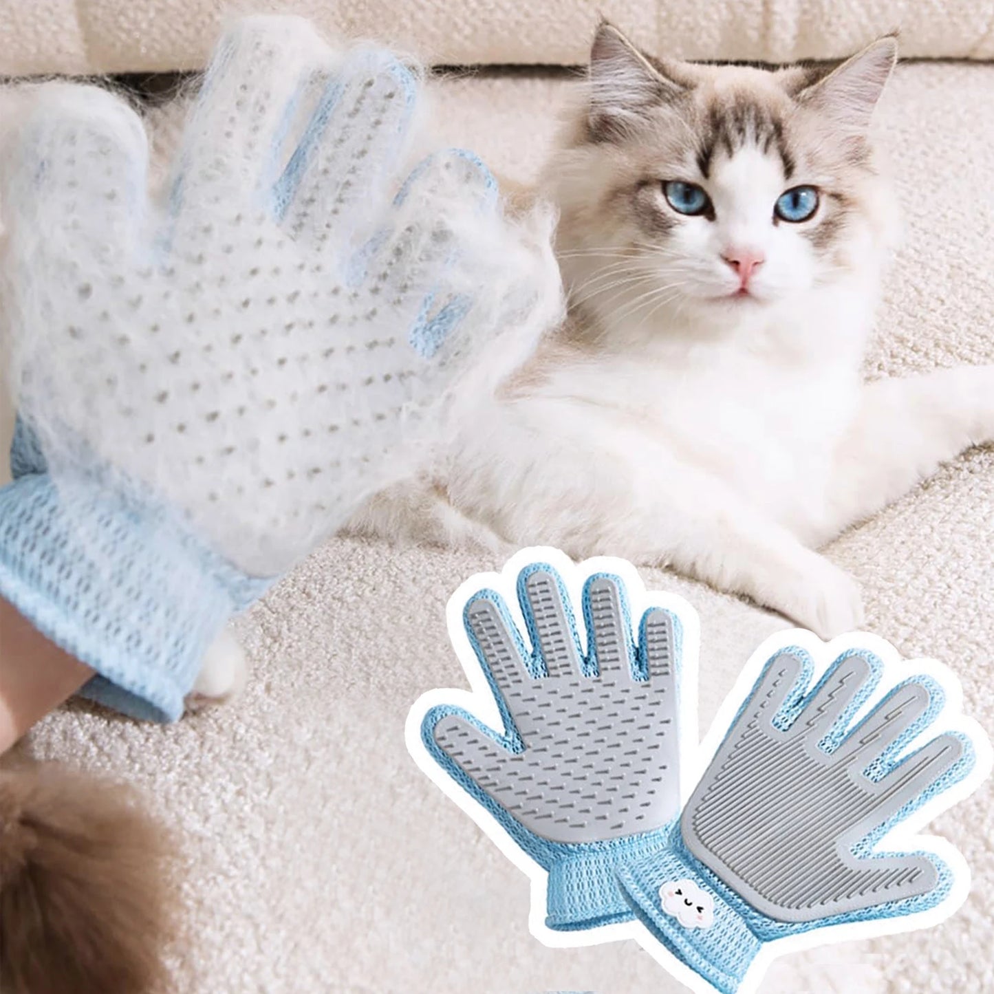 Universal Rubber Pet Grooming Glove Deshedder Removes Dog Cat Fur