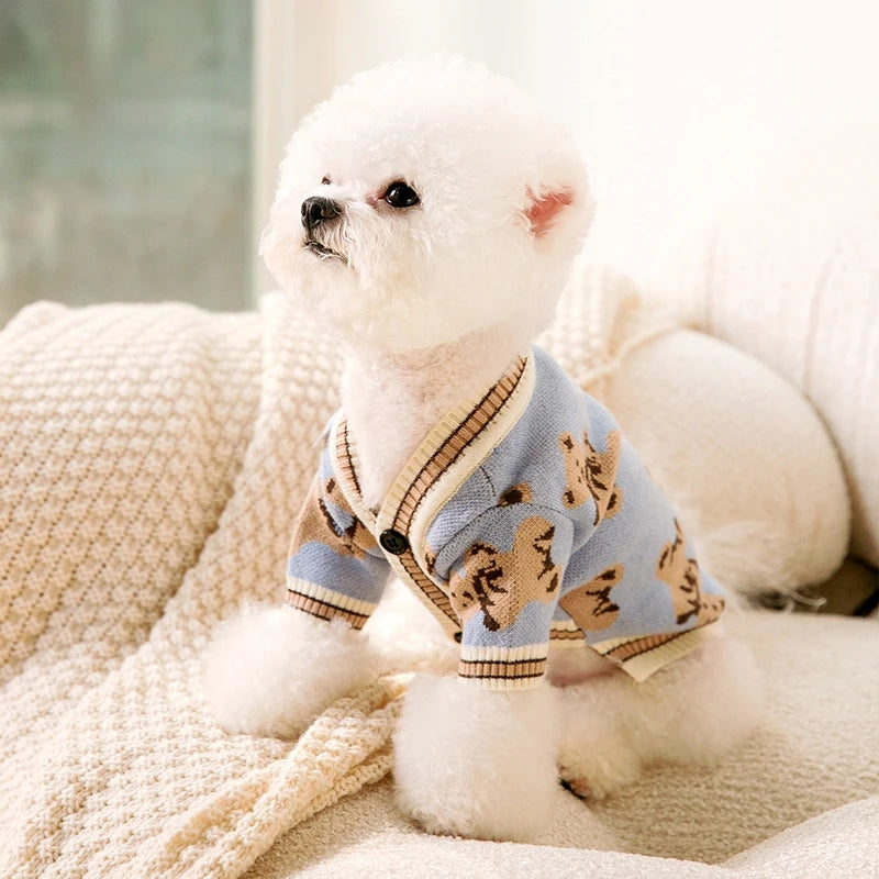 Doggyzstyle Striped Cotton Cardigan Sweater For Dogs