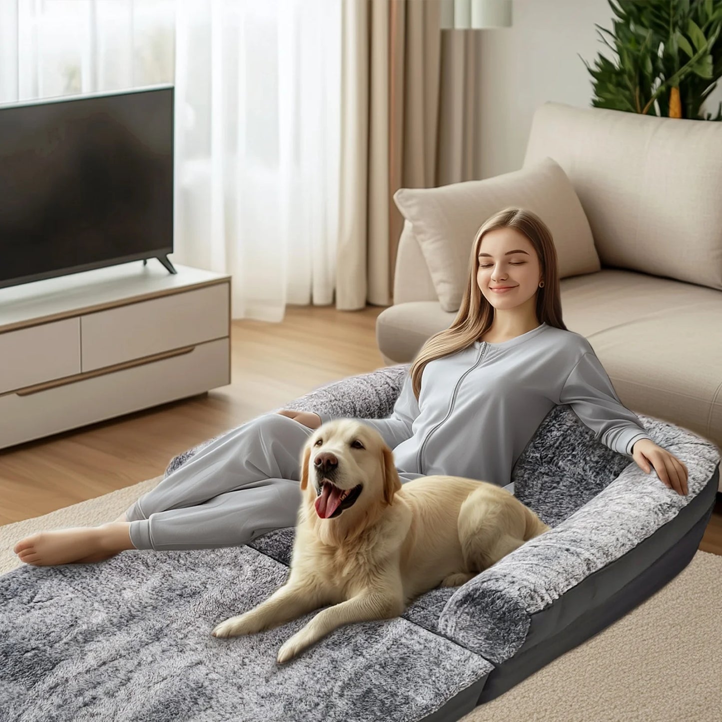 BINGOPAW Foldable Orthopedic Dog Bed With Cushion Bolster