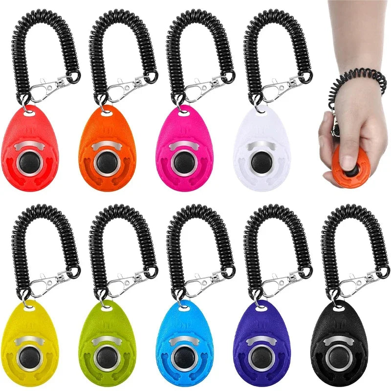 Adjustable Dog Training Clicker With Wrist Strap And Keychain