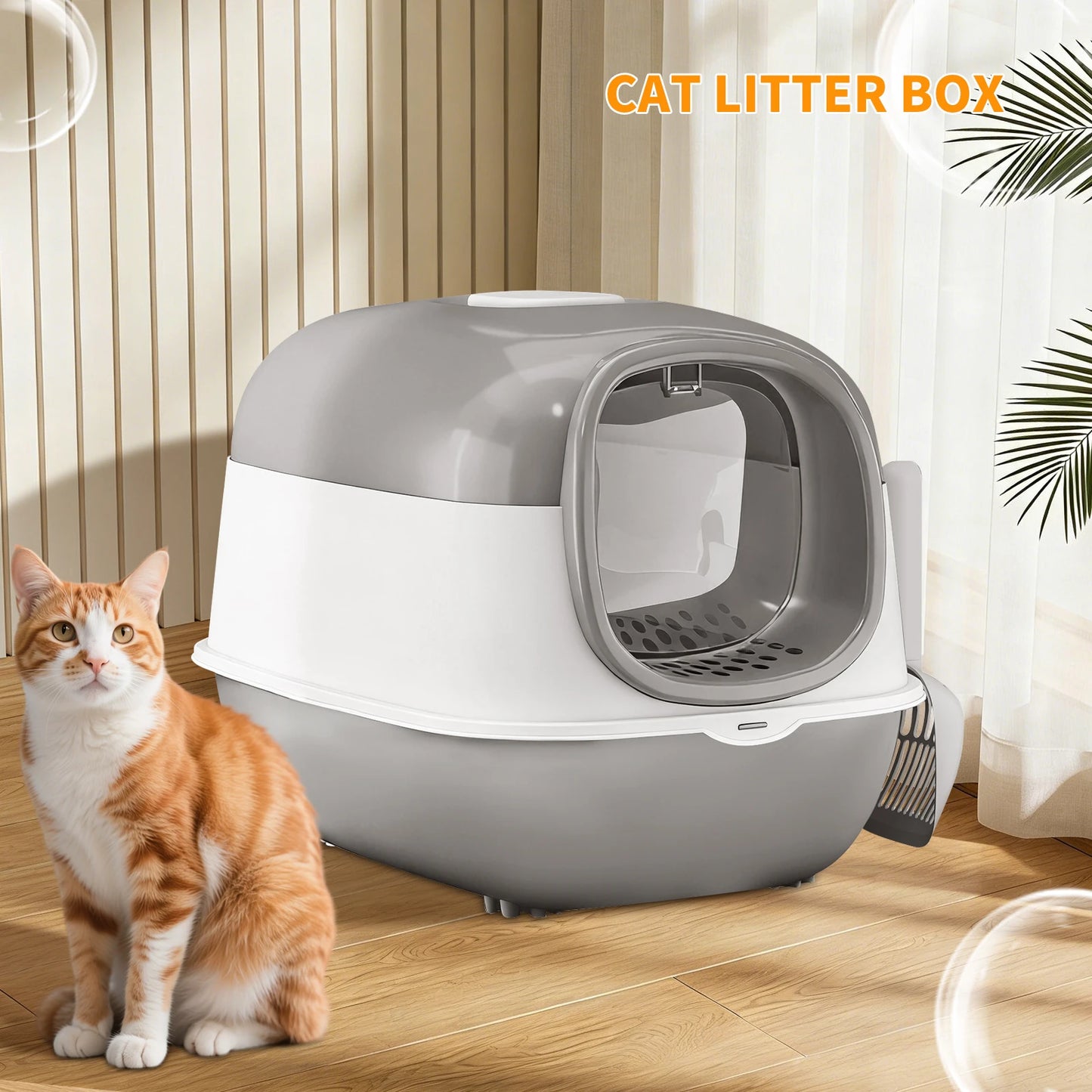 Switchable Open Semi-Enclosed Cat Litter Box for Multi-Cat Homes