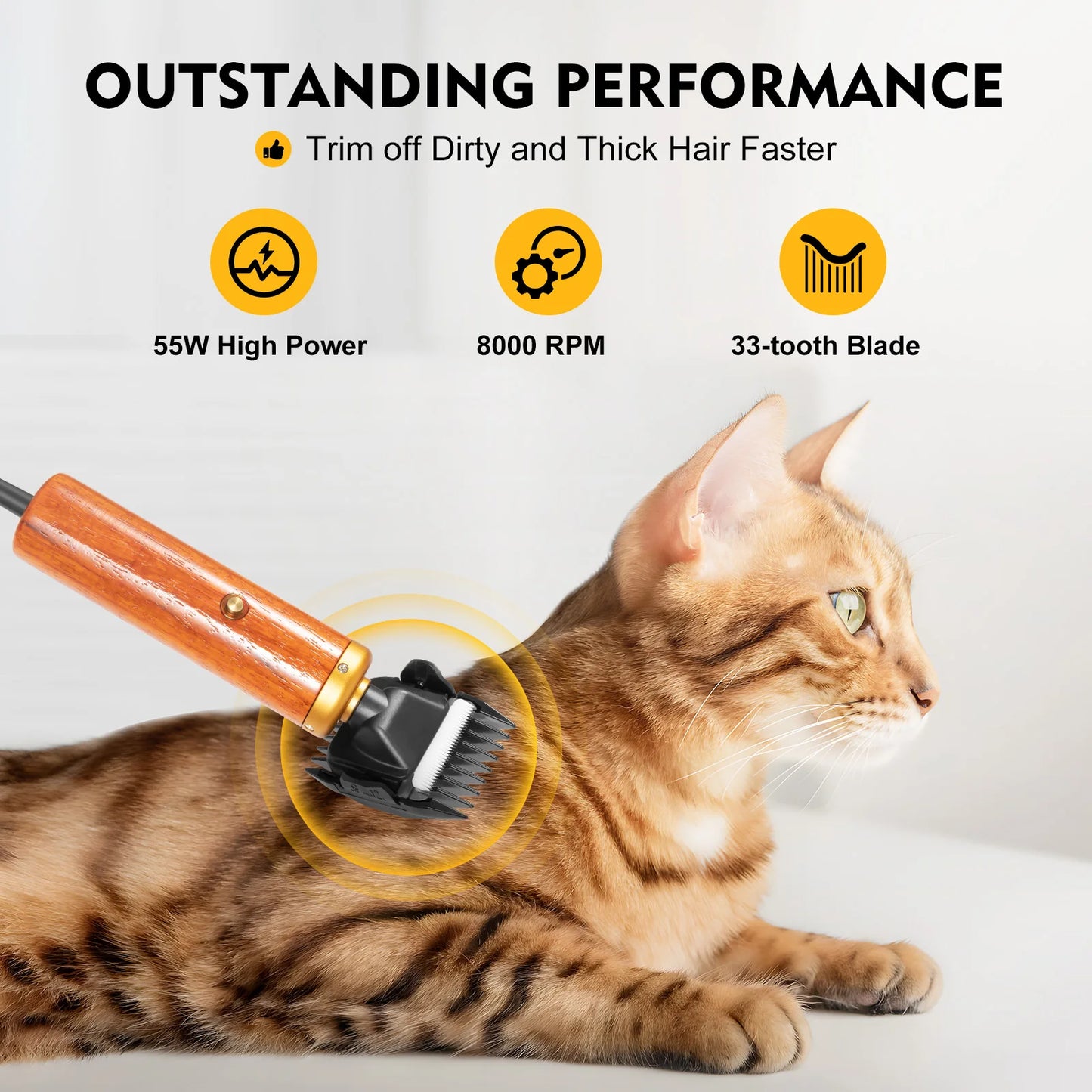 55W Pet Clipper Low Noise Electric Grooming Trimmer For Pets